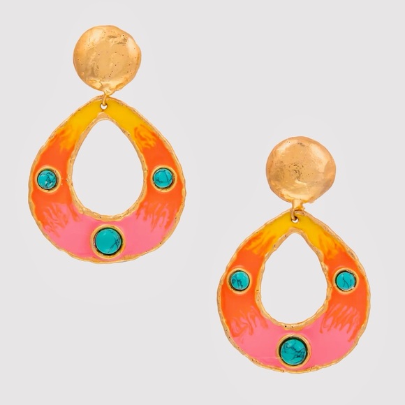 🌺🎉HP🎉🌺 NWT Sylvia Toledano Thalita Turquoise Hoop Earrings - Picture 11 of 15